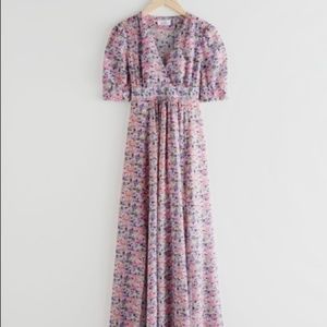 Paris Atelier & OTHER STORIES Floral Printed Short Sleeved Maxi Dress SIZE US 6